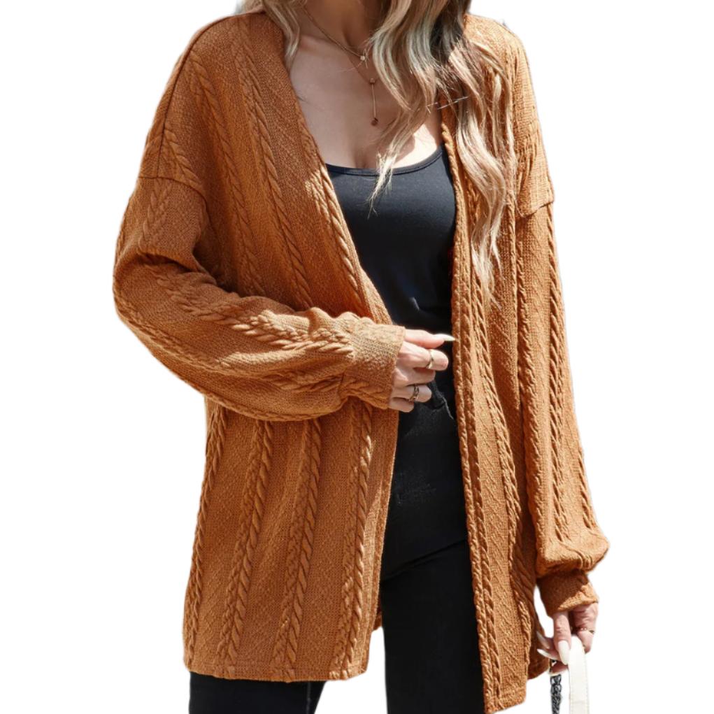 Caramel Open Front Cardigan