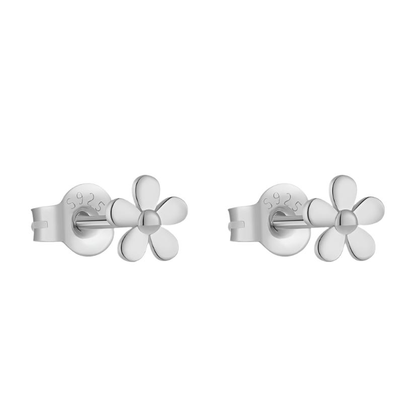 925 Sterling Silver Flower Shape Stud Earrings