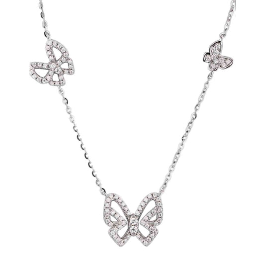 Moissanite Butterfly Sterling Silver Necklace