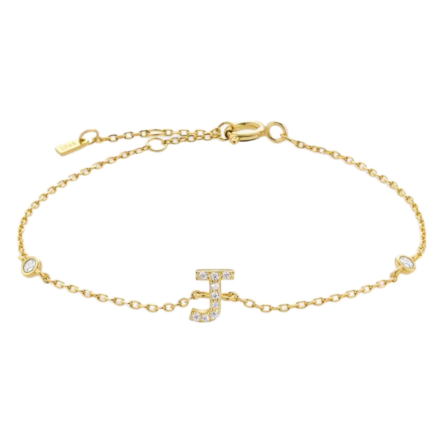 CZ Initial Charm Bracelet - G to K