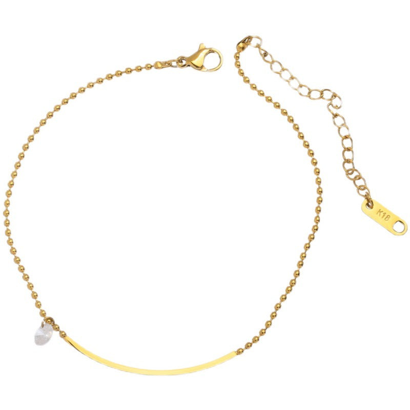 Gold Steel CZ Charm Anklet