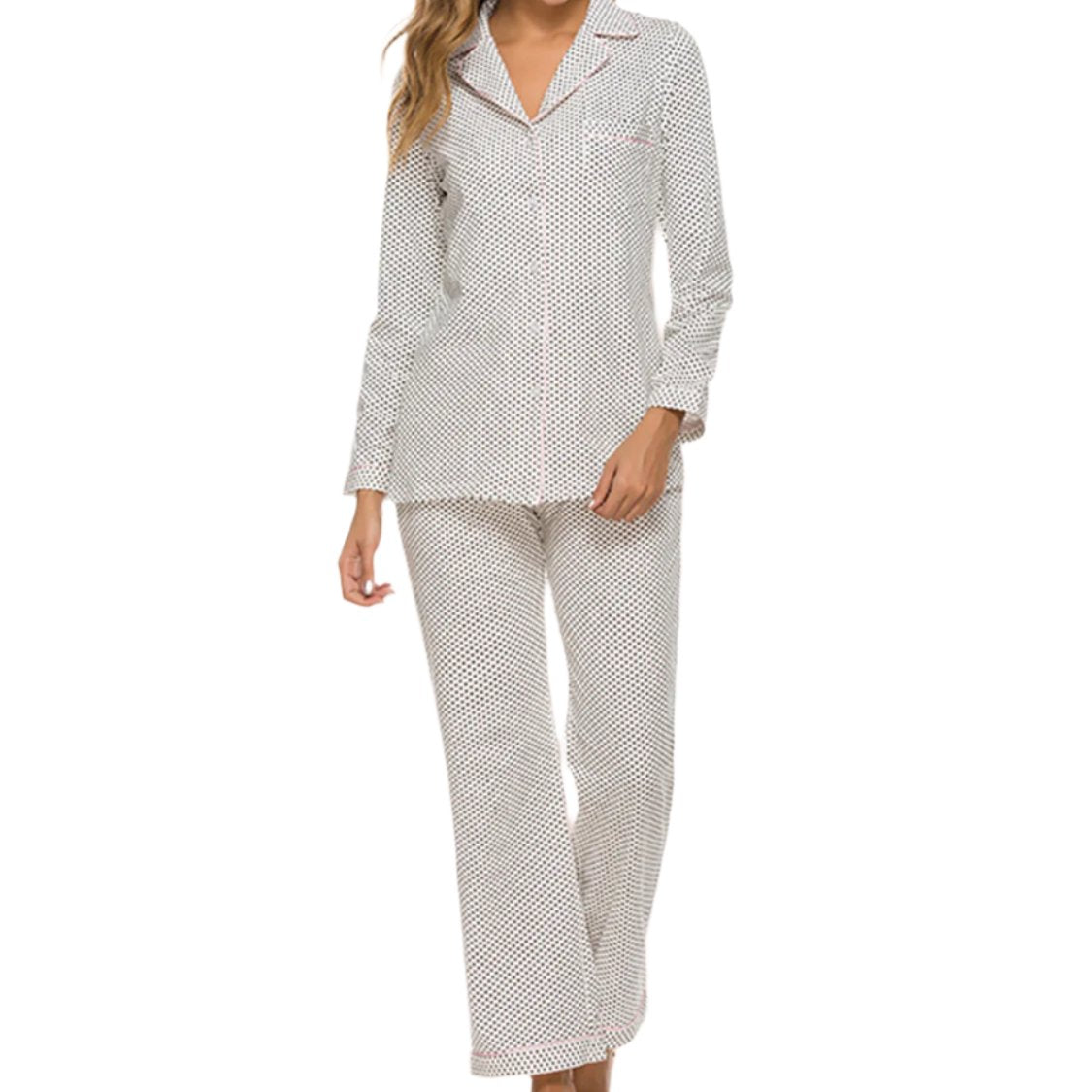 Collared Neck Top & Pant Pajama Set with Pockets