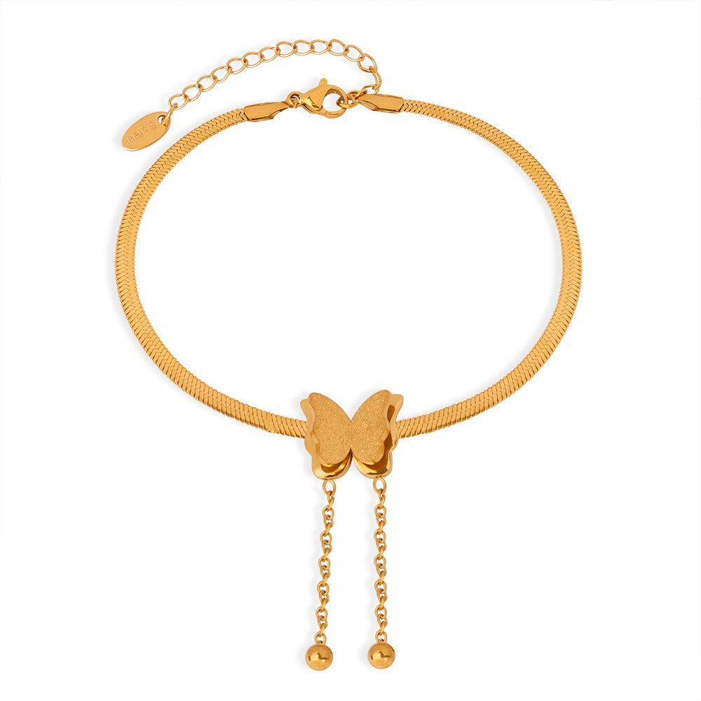 Butterfly Gold Steel Charm Anklet