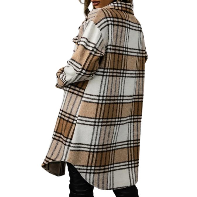 Plaid Collared Neck Coat