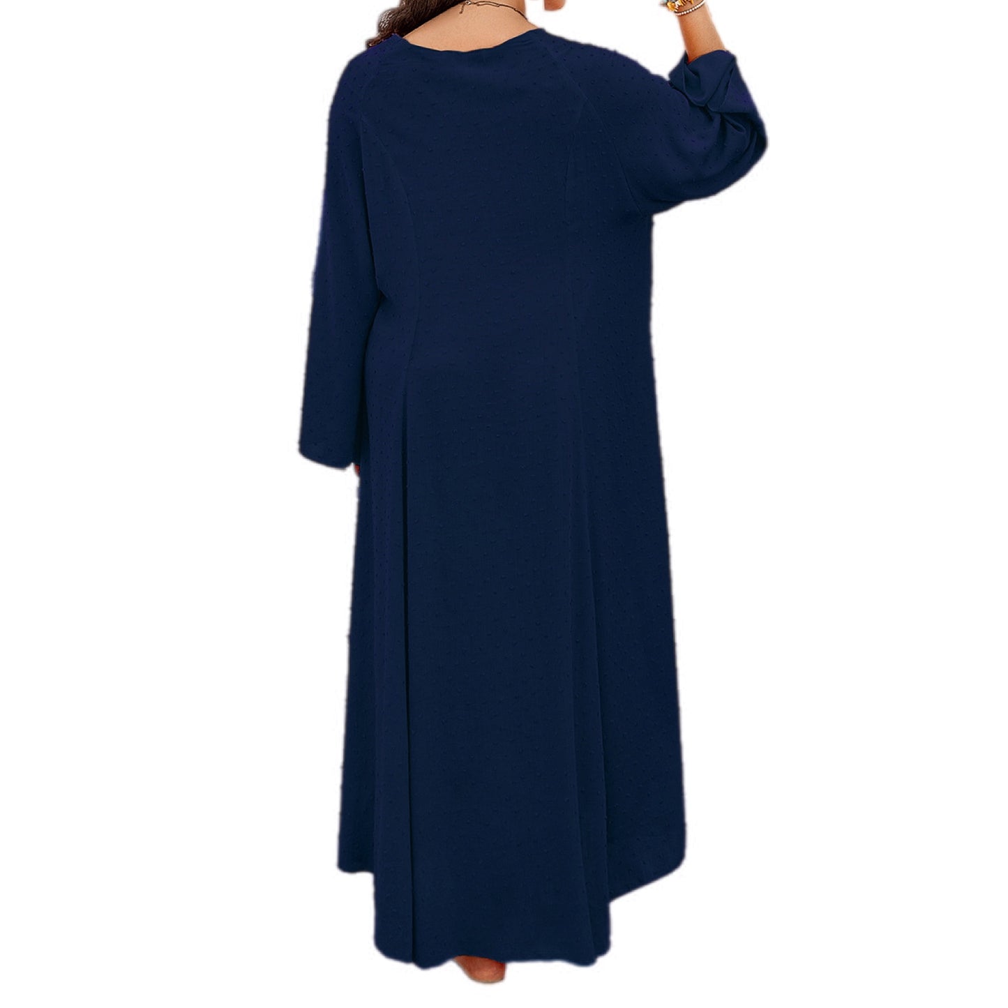 Plus Size Tie Neck Long Sleeve Swim Coverup