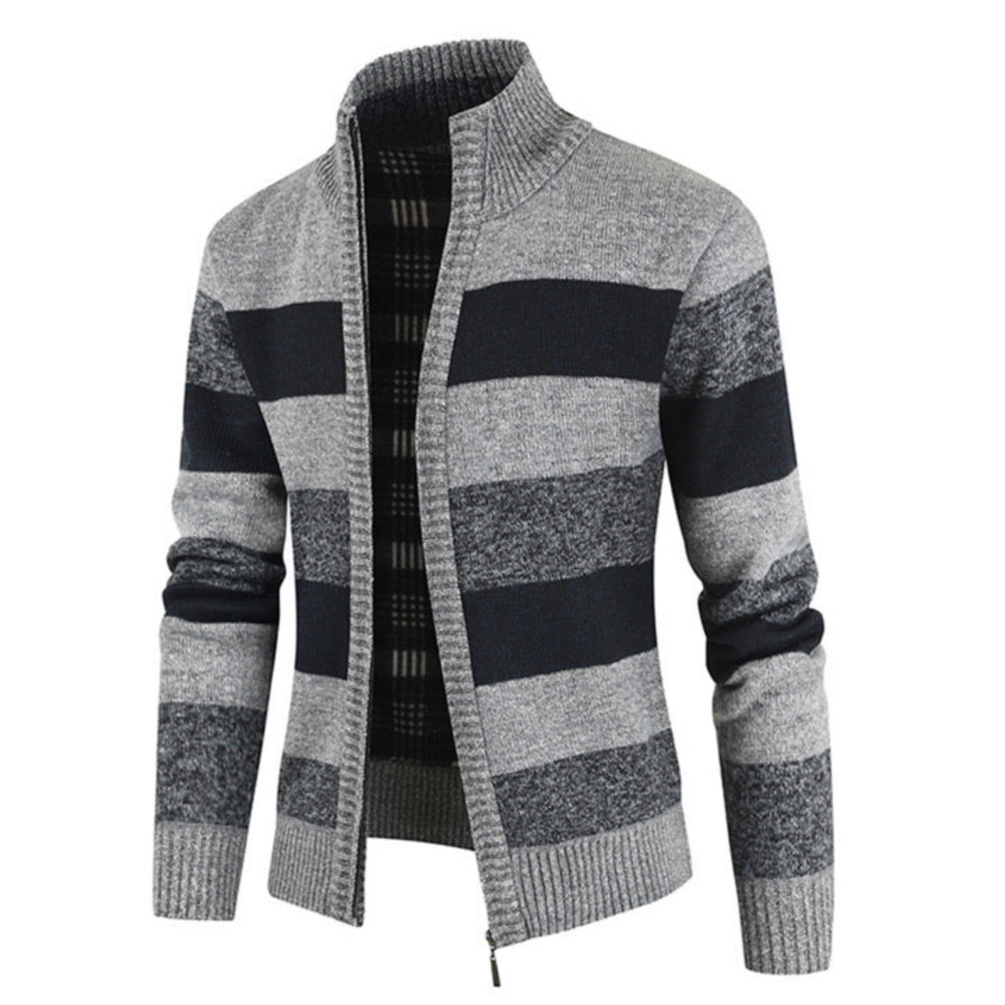 Striped Zip Up Cardigan