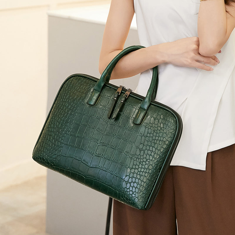 Vegan Leather Textured Briefcase