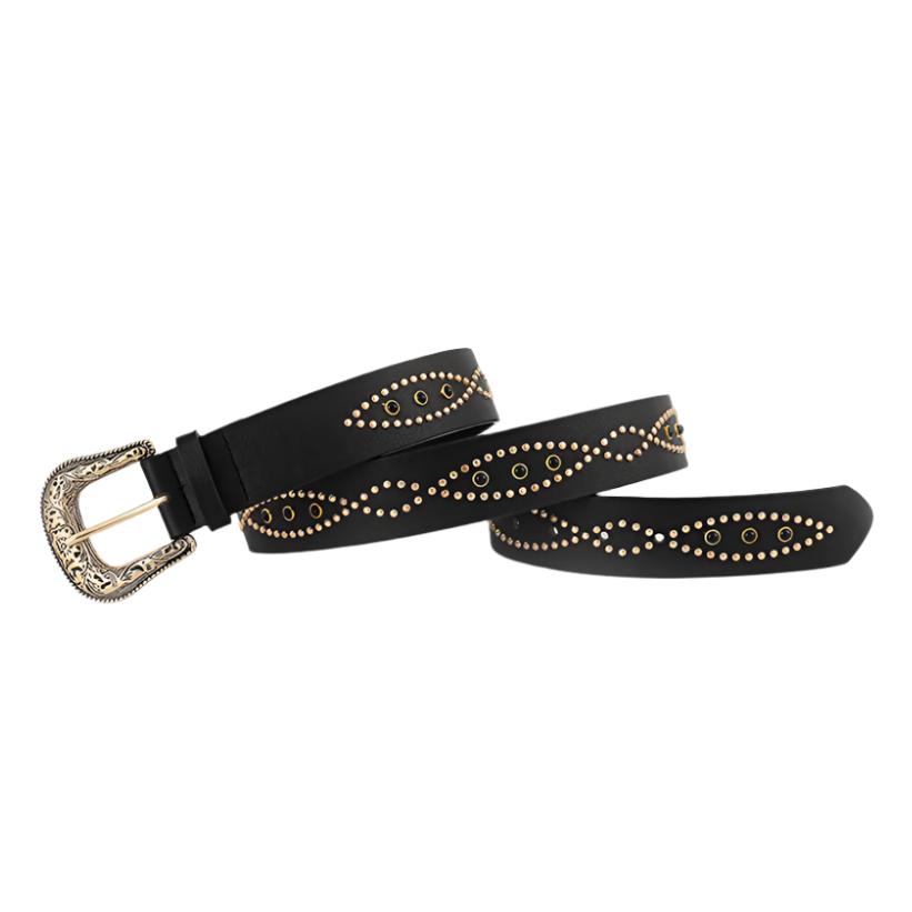 Vegan Leather Rhinestone Belt