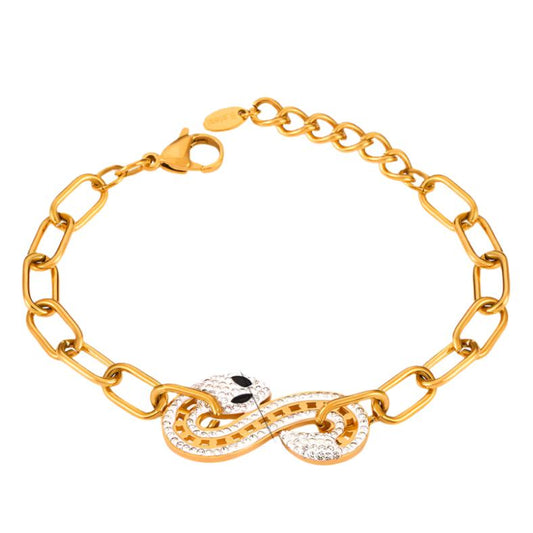 Gold Steel Snake Charm Necklace or Bracelet