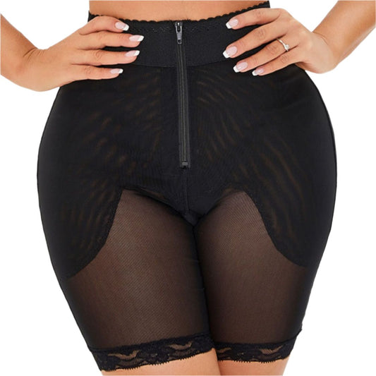 High-Waisted Lace Trim Shapewear Shorts