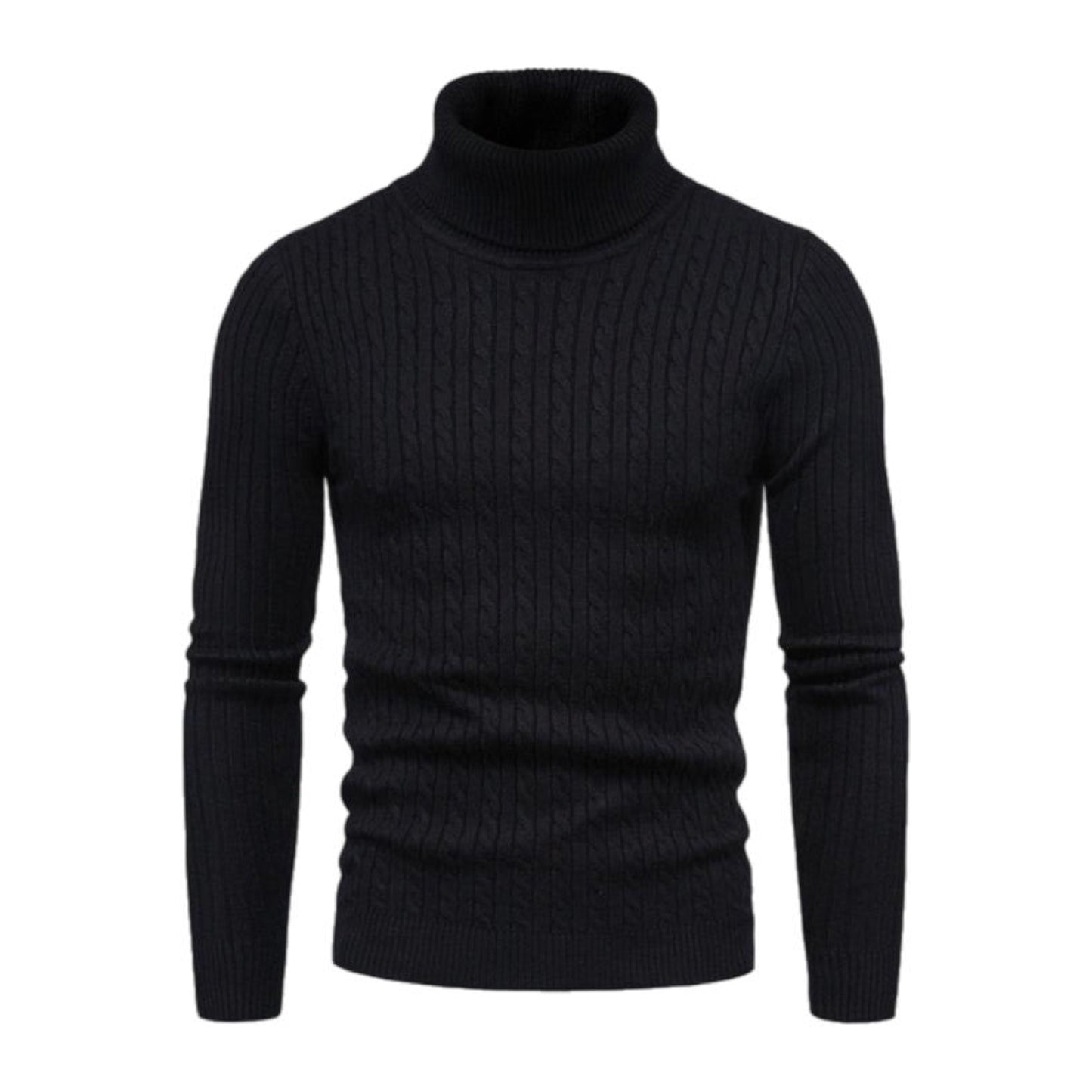 Knitted Striped Long Sleeve Turtleneck Shirt