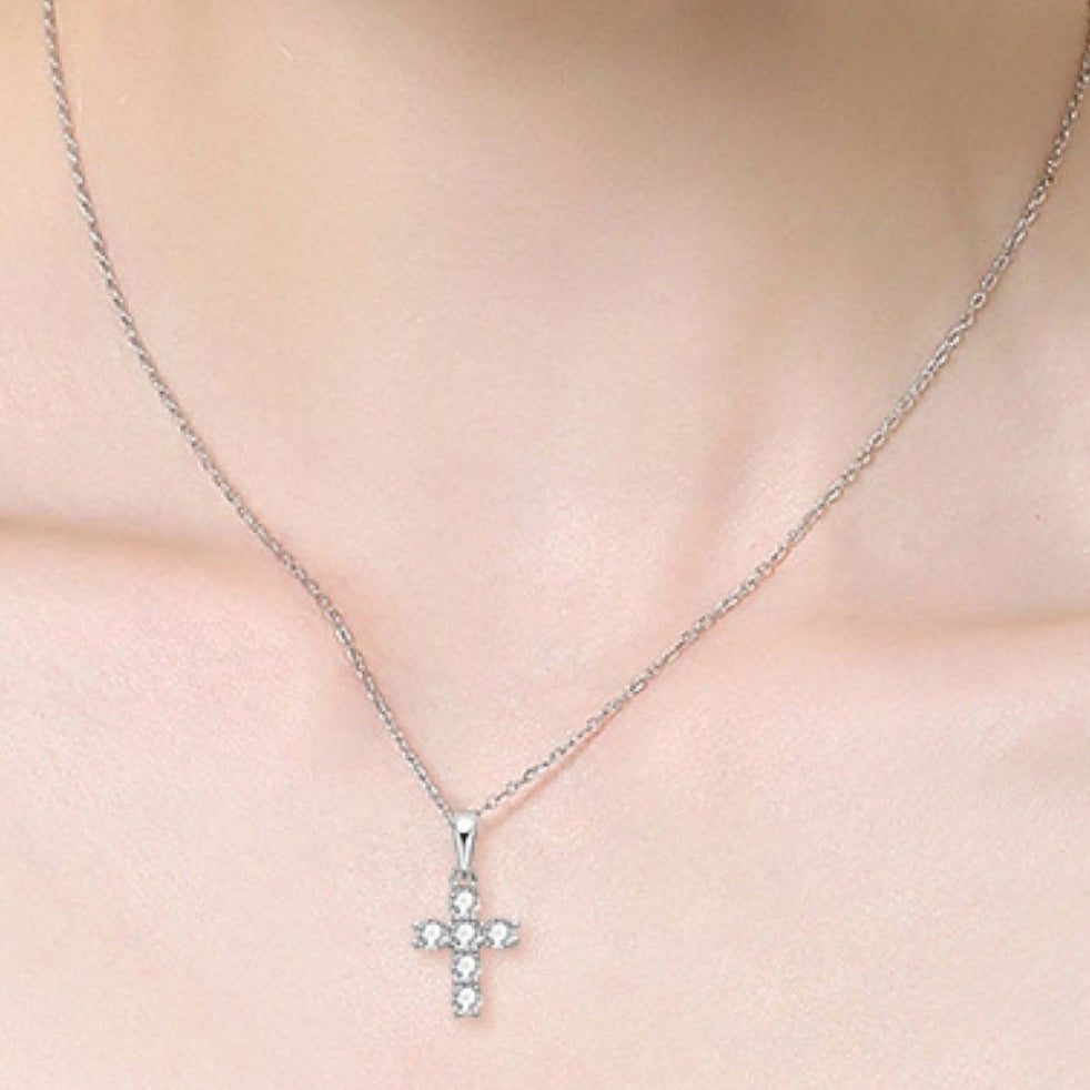 Radiant Faith Moissanite Cross Pendant Necklace