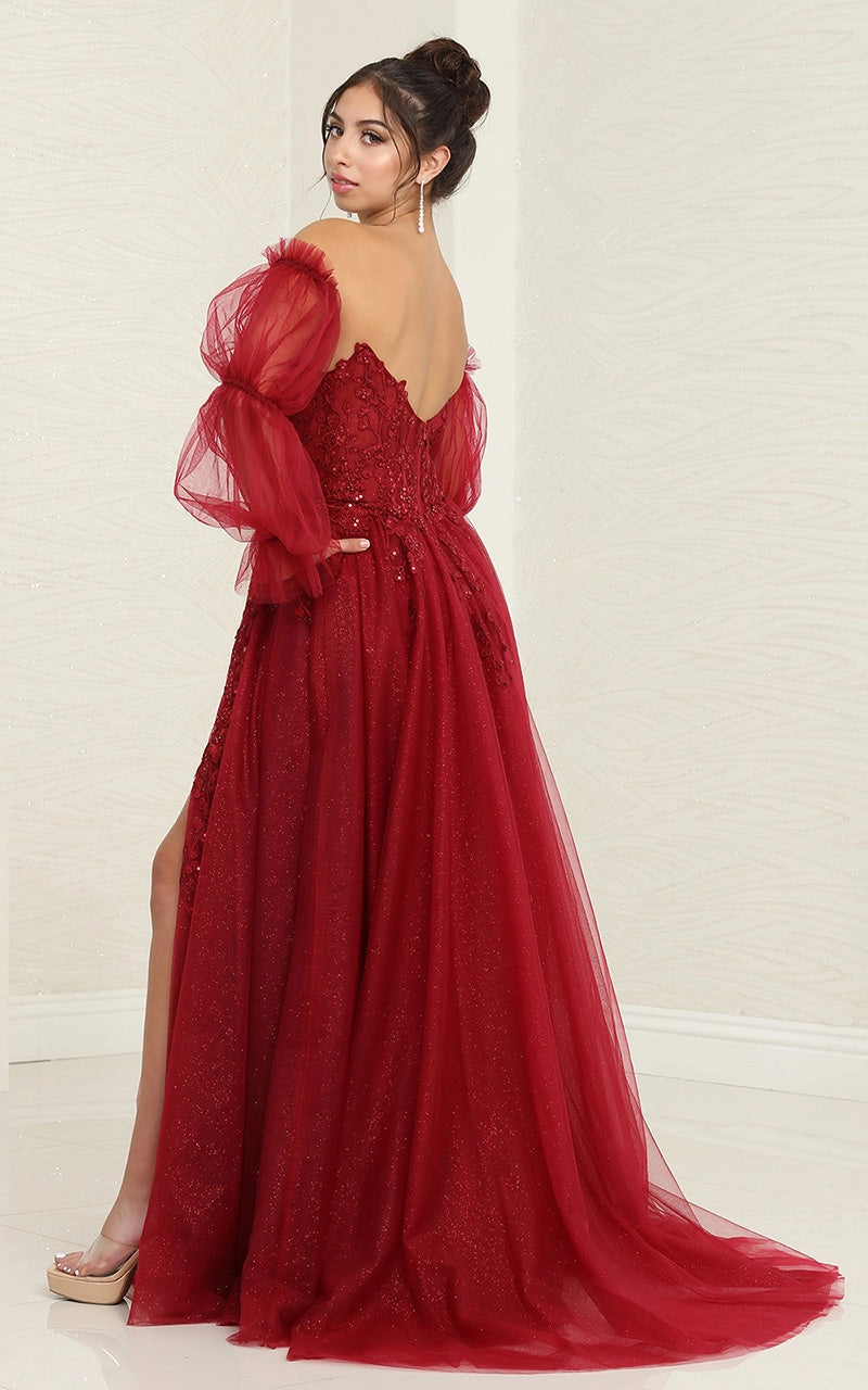 High Lit Detachable Long Sleeves Evening Gown