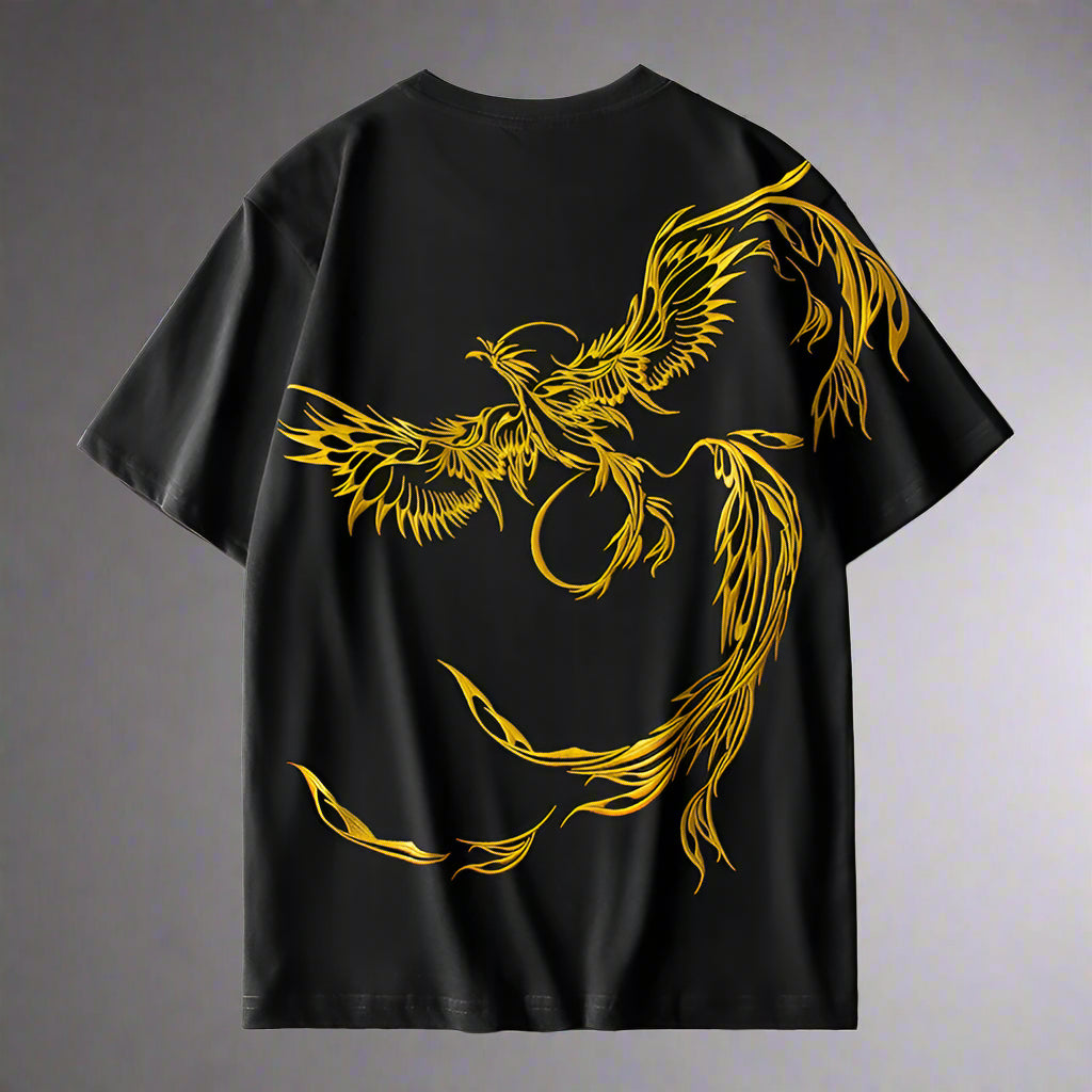 Embroidered Phoenix Short-Sleeved T-Shirt