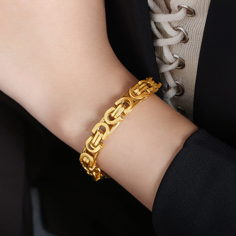 Gold Steel Chain Bracelet