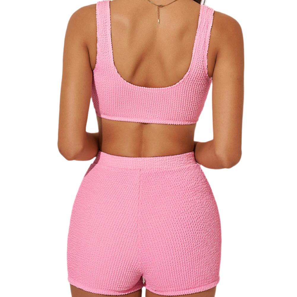 Textured Sports Bra & Shorts Set