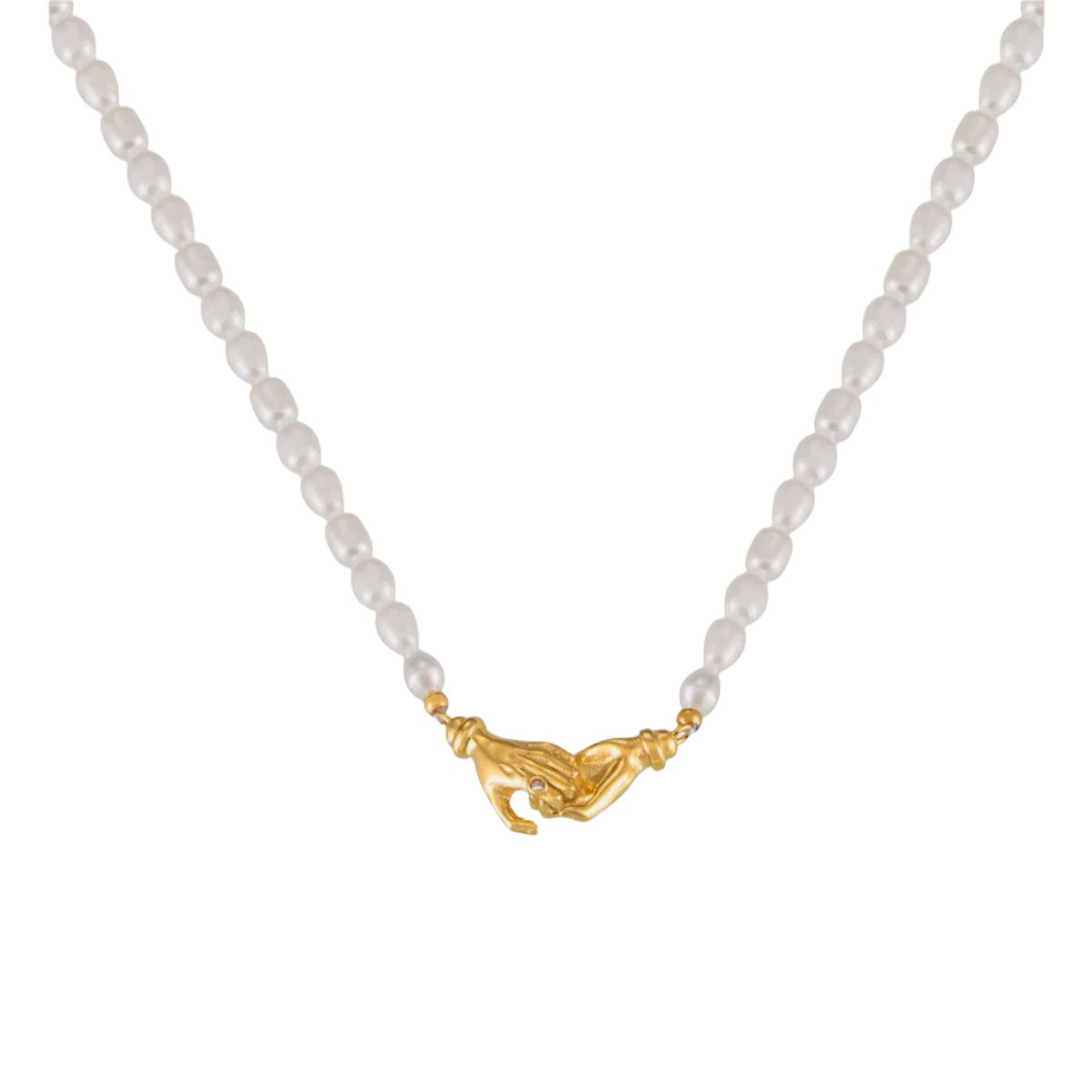 Gold Steel Freshwater Pearl Necklace