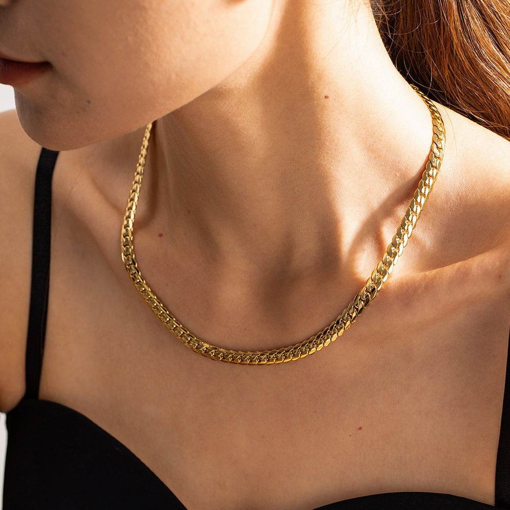 Gold or Silver Steel Chain Necklace