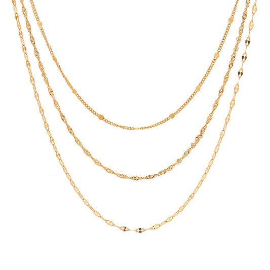 Layered Gold Steel Chain Necklace