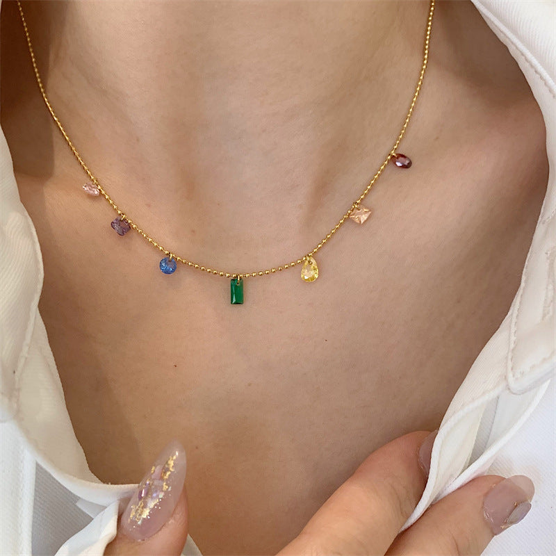 Gold Steel Rainbow CZ Anklet, Necklace or Bracelet