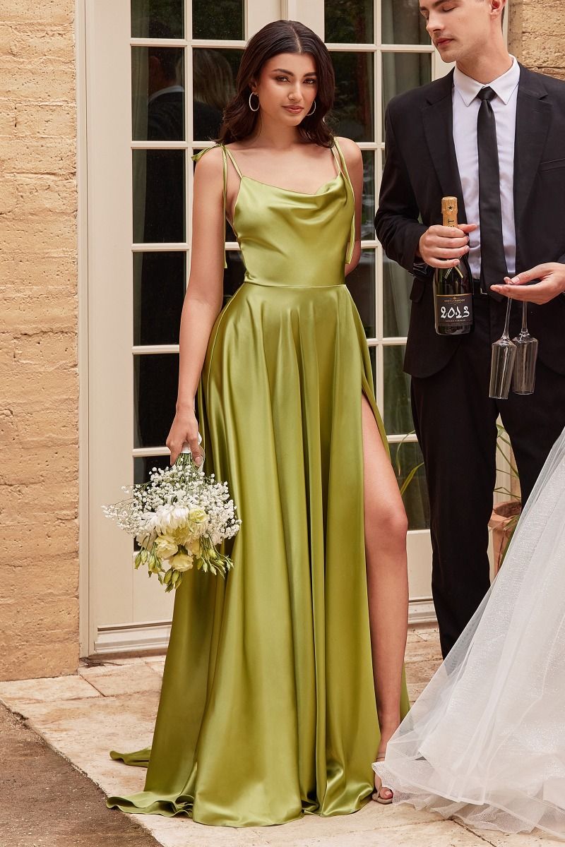 Spaghetti Straps Cowl Neck Bridesmaids Dress