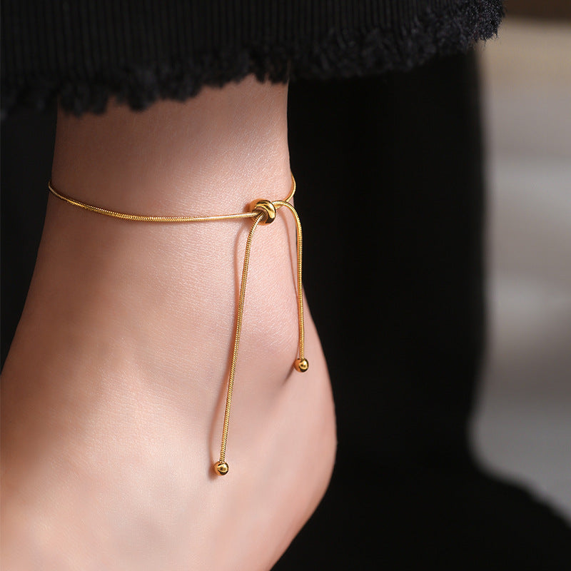 Gold Steel Adjustable Anklet