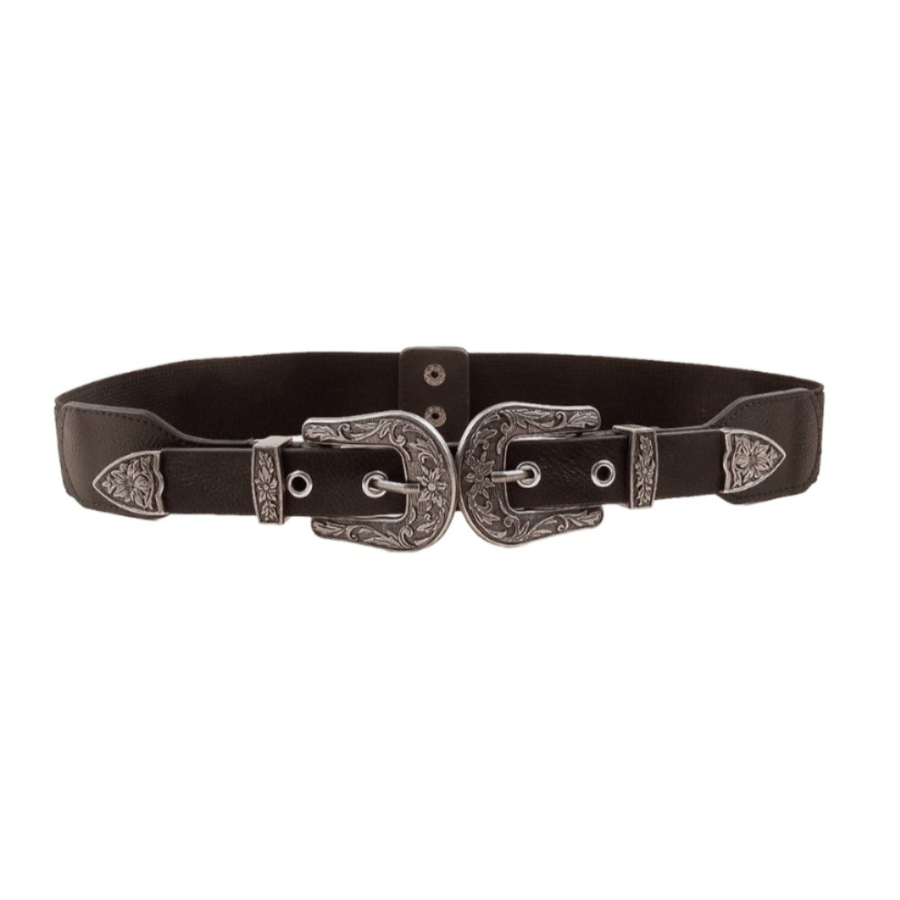 Vegan Leather Belt with Double Buckle