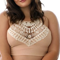 Plus Size Crochet Lace High Neck Bralette