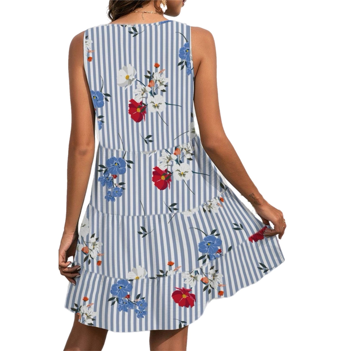 Floral V-Neck Causal Mini Dress