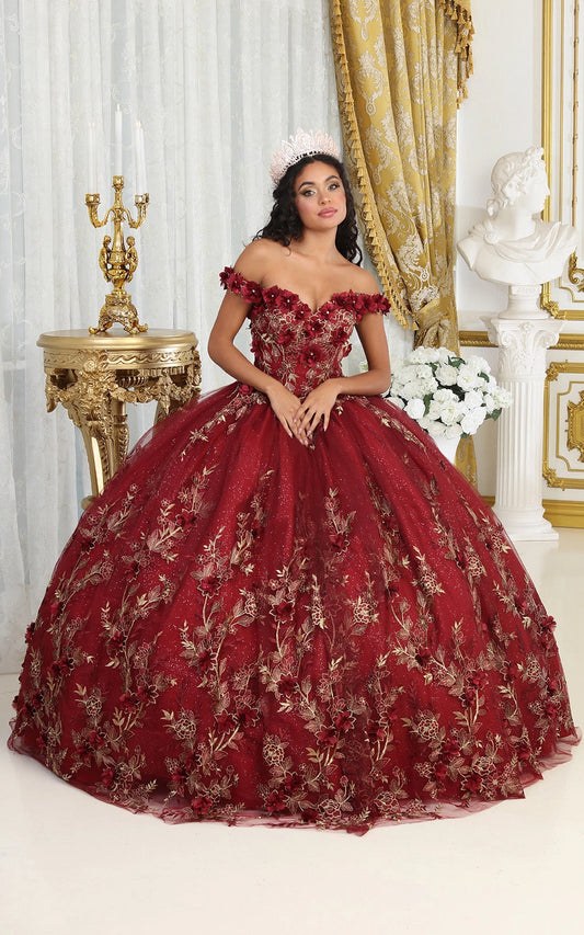 3D Floral Applique Quinceanera Ball Dress