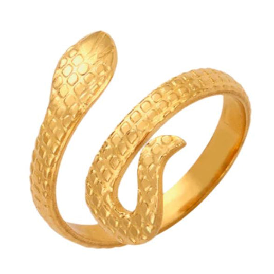 Gold Steel Snake Shape Bypass Ring