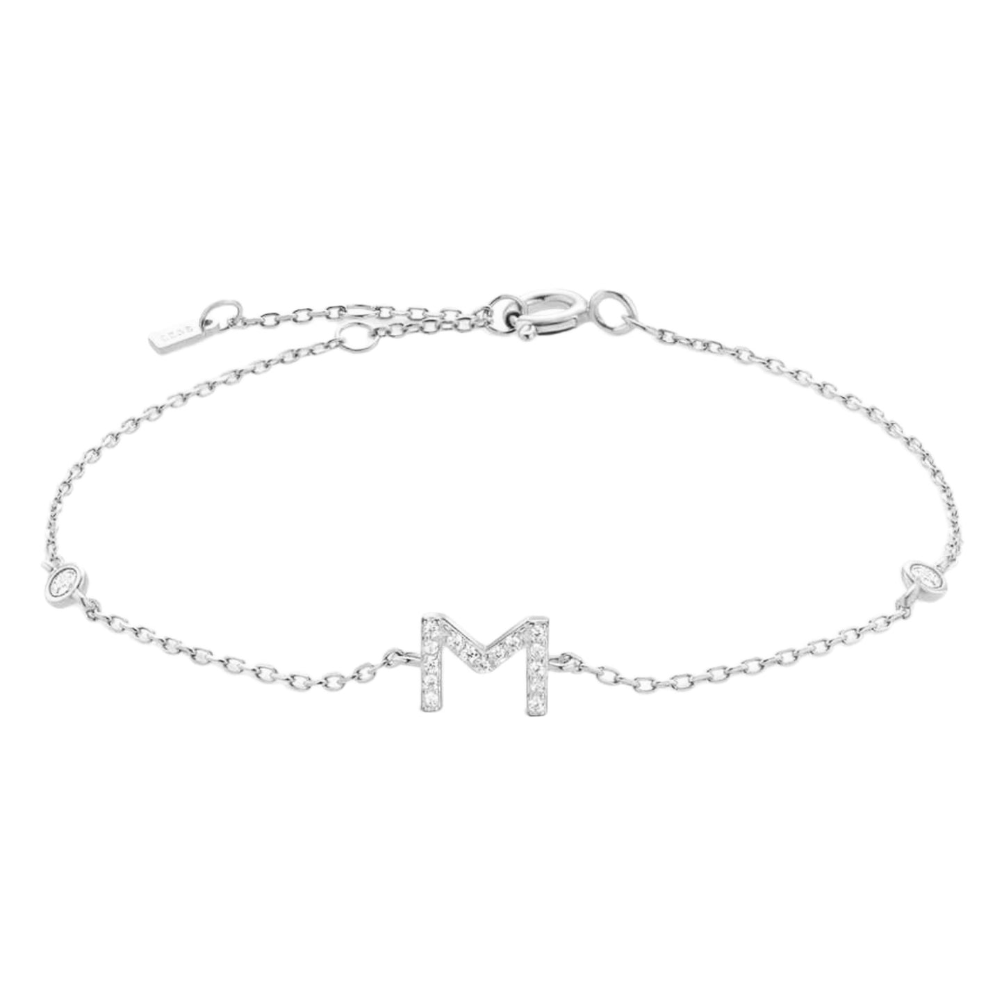 CZ Initial Charm Bracelet - L To P