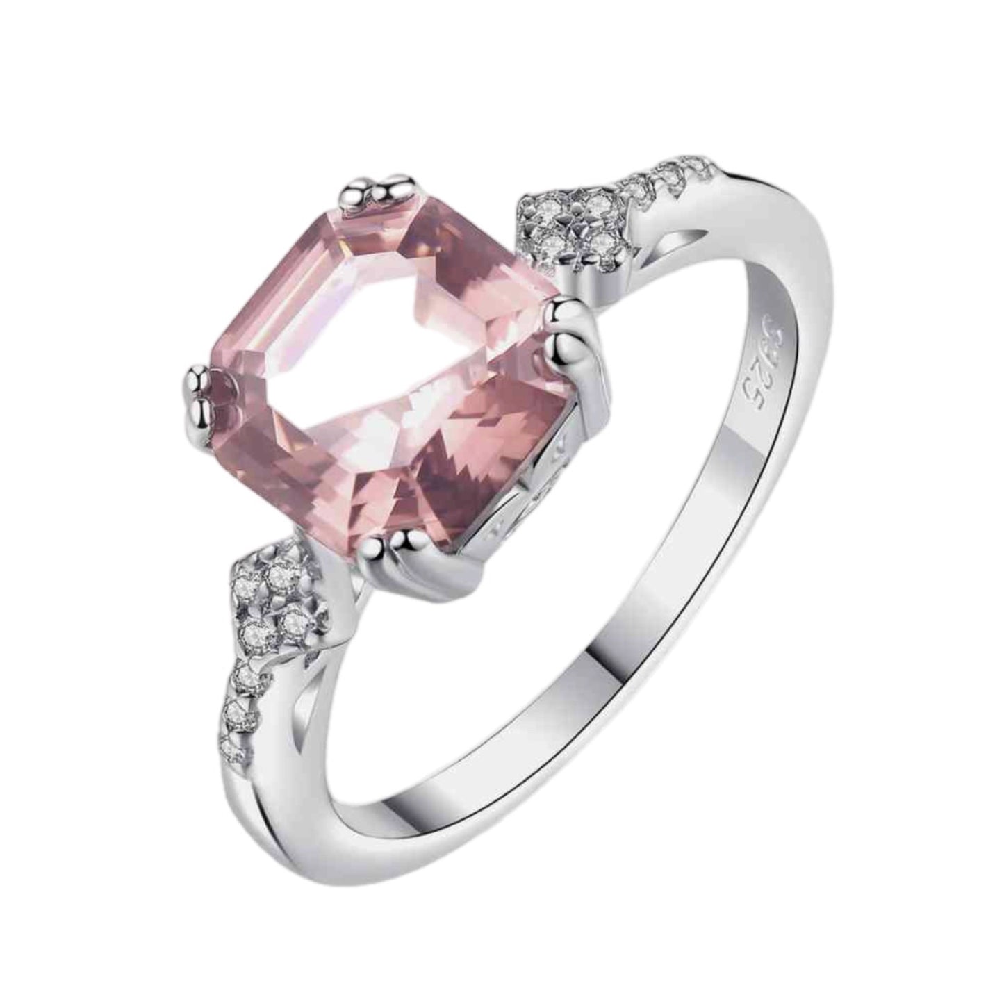 Morganite Solitaire Sterling Silver Ring