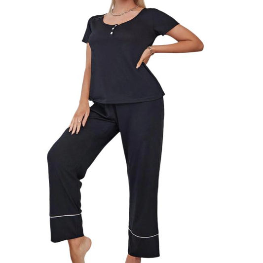 Scoop Neck Top & Elastic Waist Pants Pajama Set