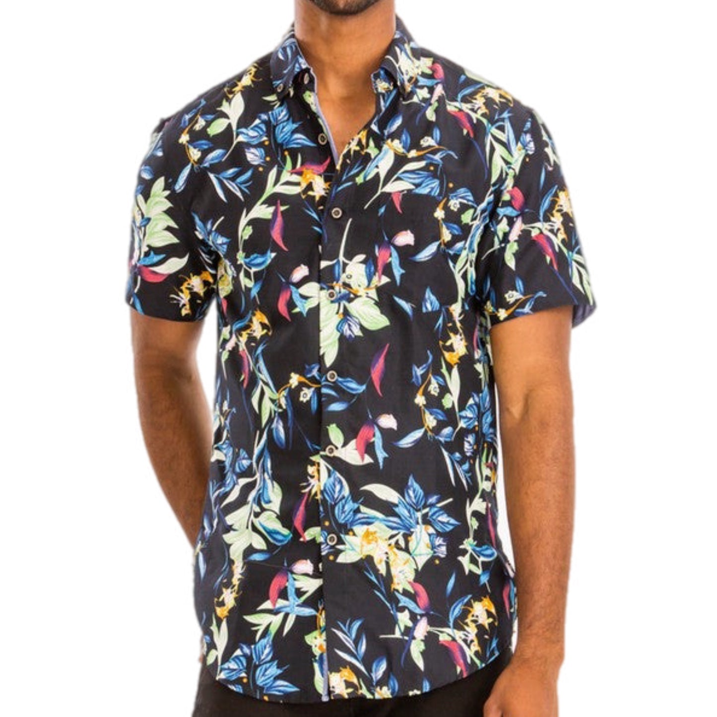 Tropical Night Floral Button-Up Shirt