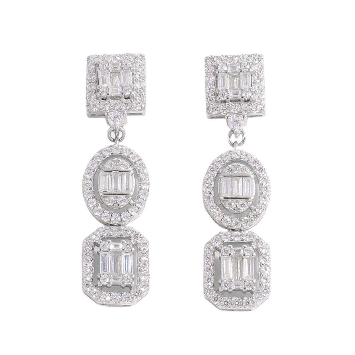 925 Sterling Silver CZ Pave Earrings