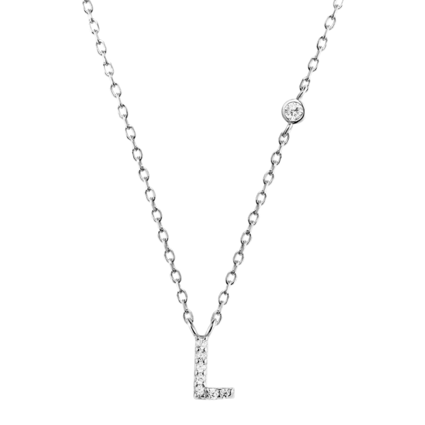 CZ Initial Charm Necklace - L to P