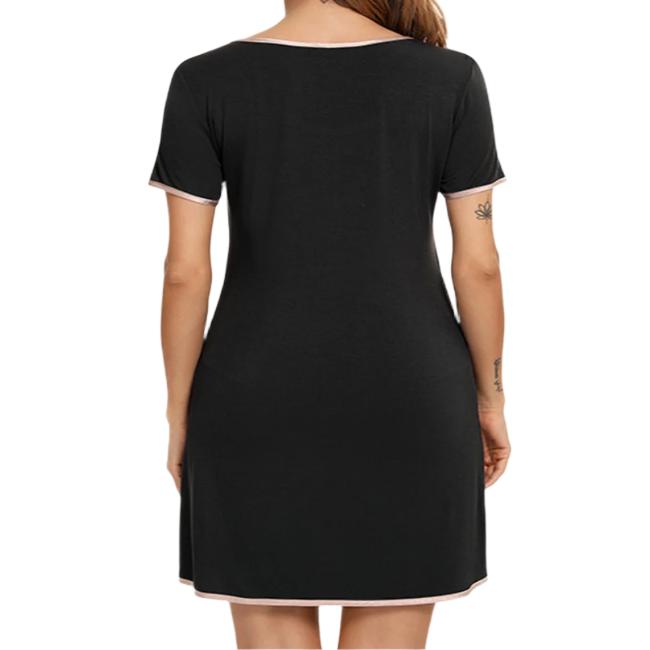 Contrast Trim Round Neck Lounge Dress