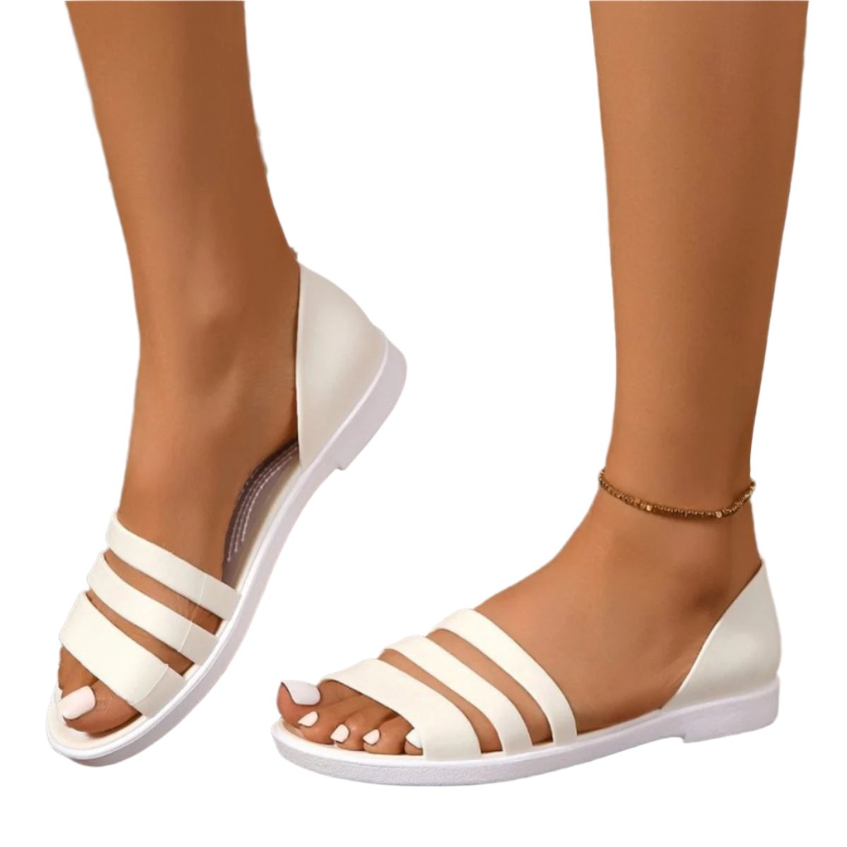 Vegan Leather Three-Strap Sandals