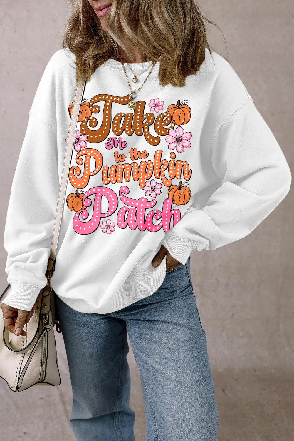 Take Me To The Pumpkin Patch Graphic Long Sleeve Sweatshirt