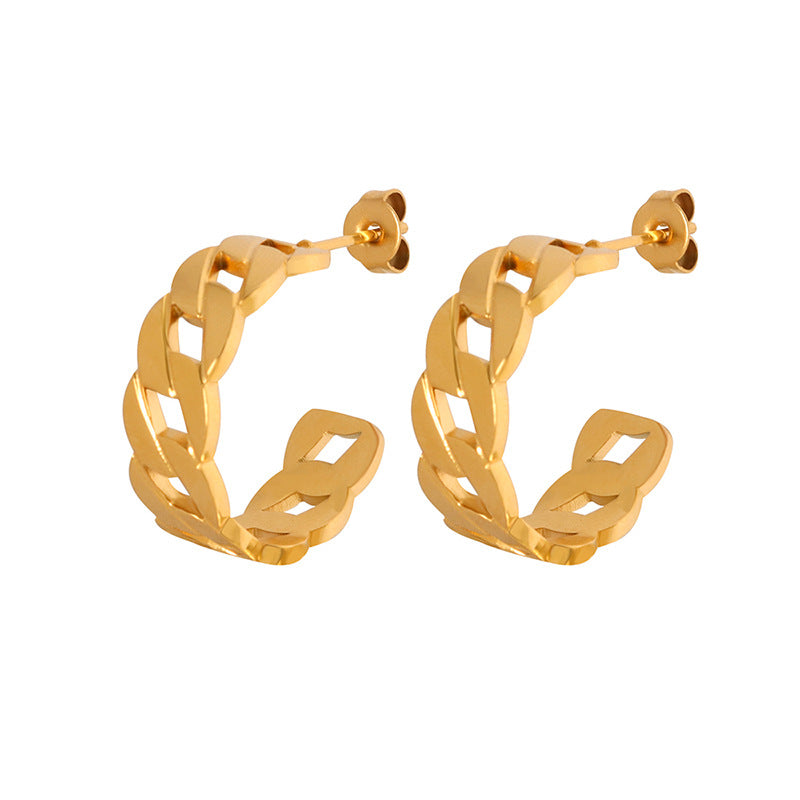 Gold or Silver Steel Chain Hoop Earrings