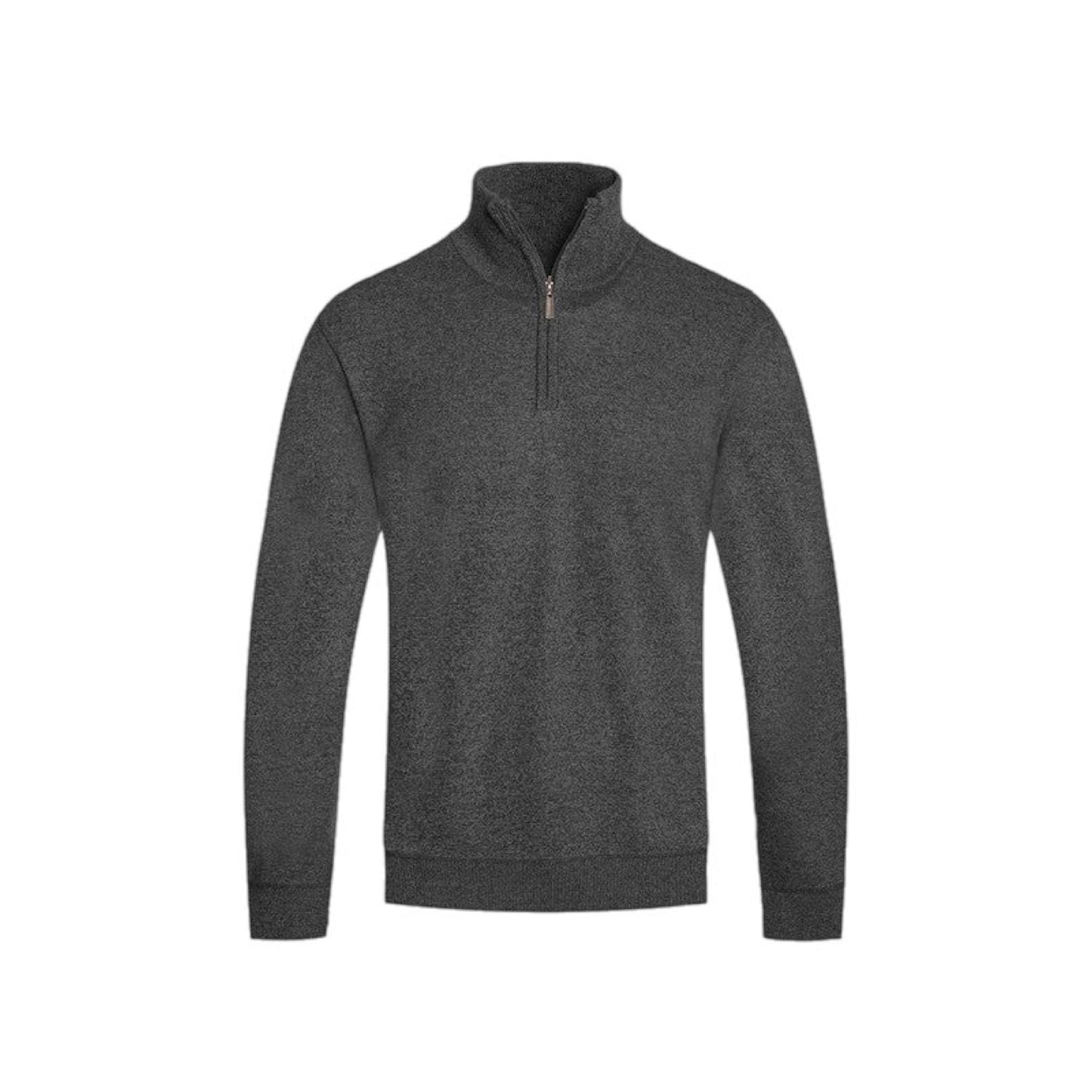 Heathered Half-Zip Fleece Pullover Sweater