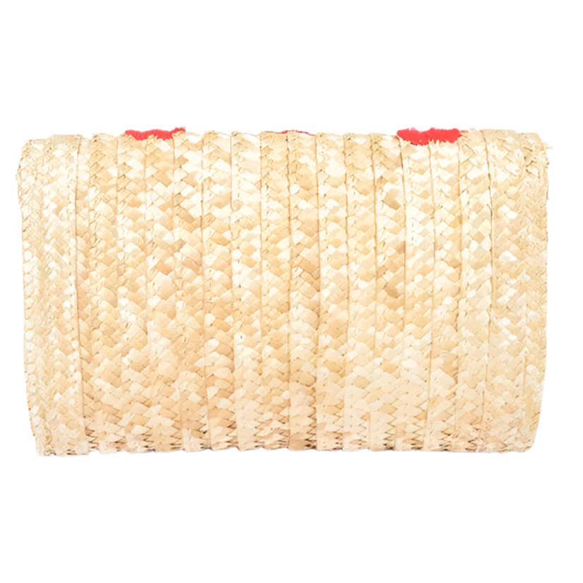 Heart Pattern Straw Convertible Clutch Bag