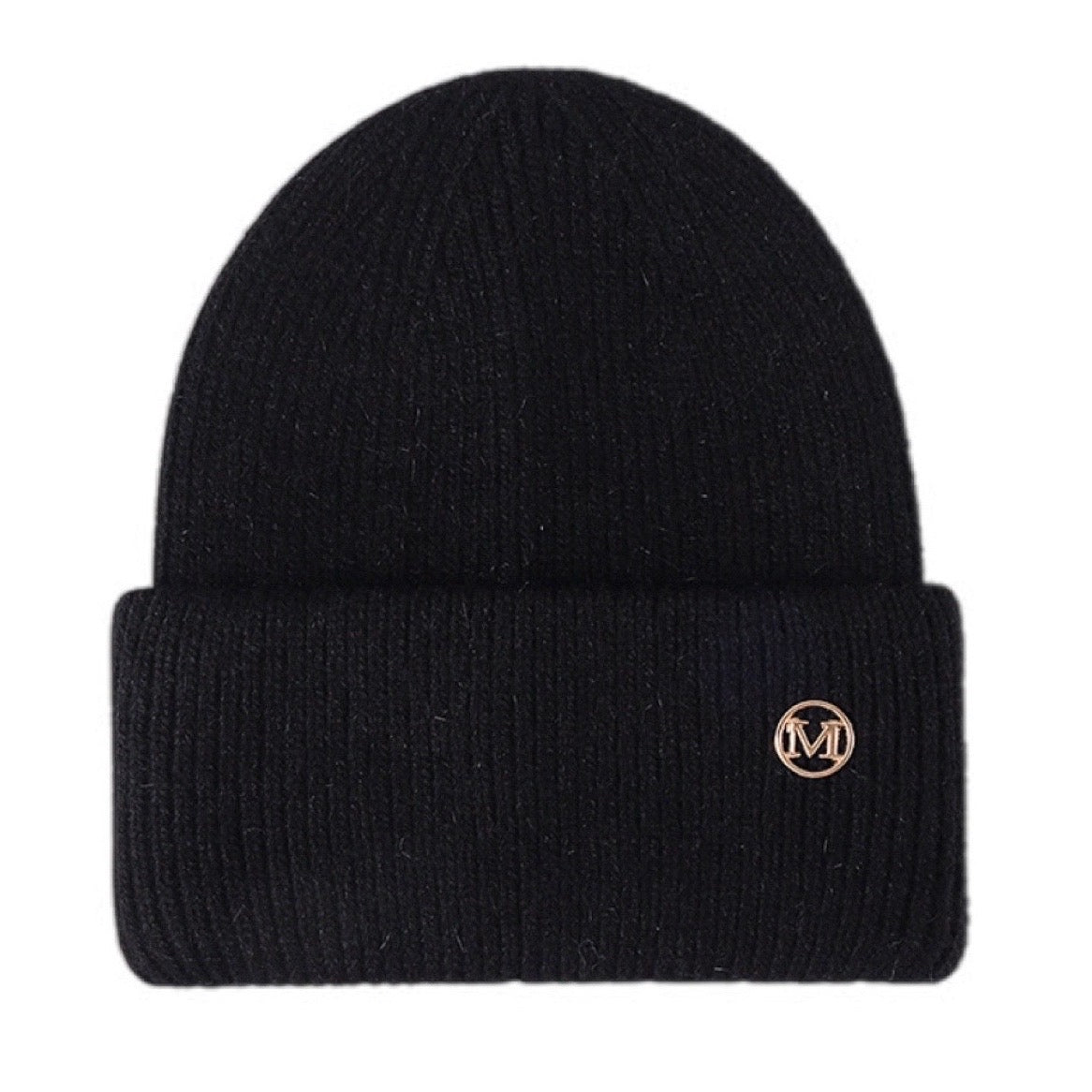 M Rib-Knit Cuff Beanie