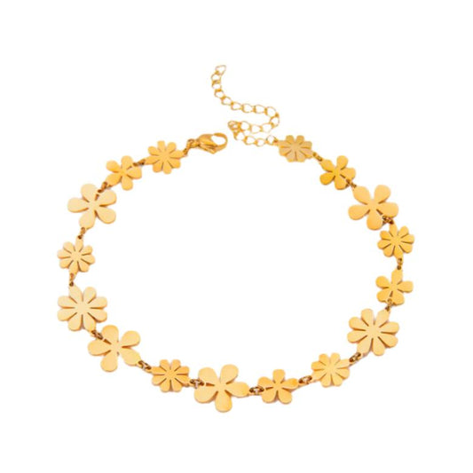 Gold Steel Flower Anklet