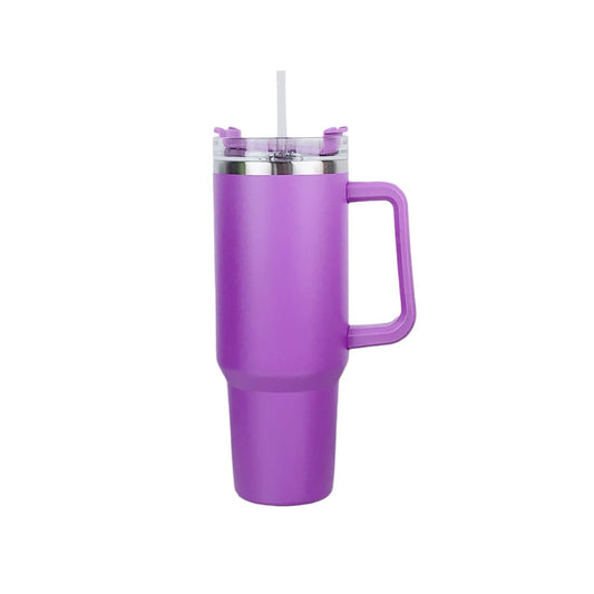 Stainless Steel Tumbler with Handle & Straw