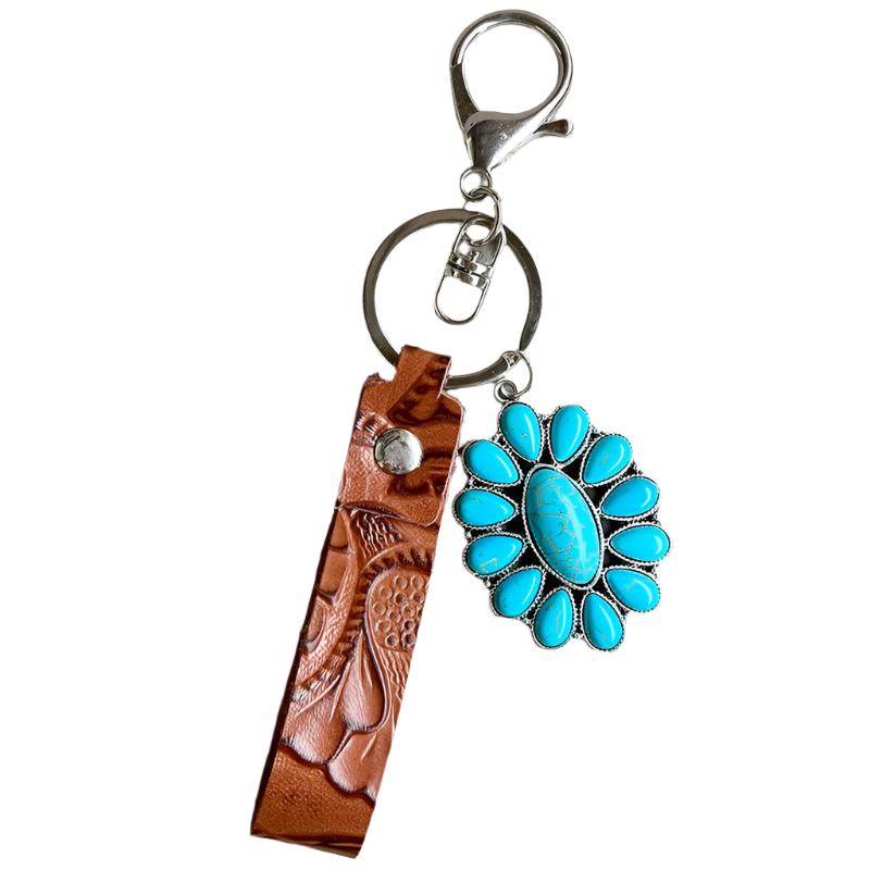 Turquoise Genuine Leather Keychain