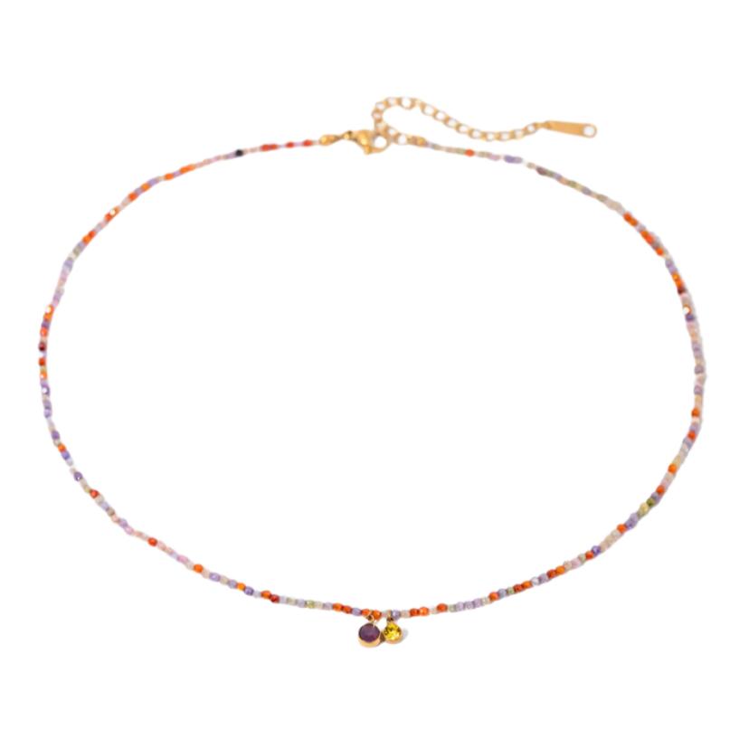 Gemstone Braded Charm Necklace