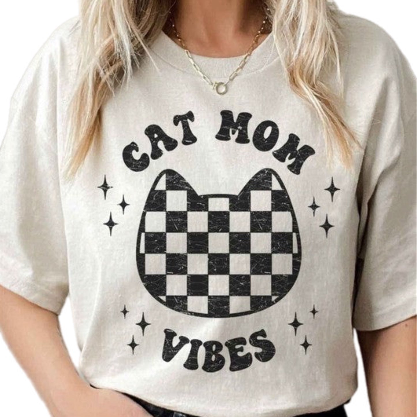 Cat Mom Vibes Graphic Top