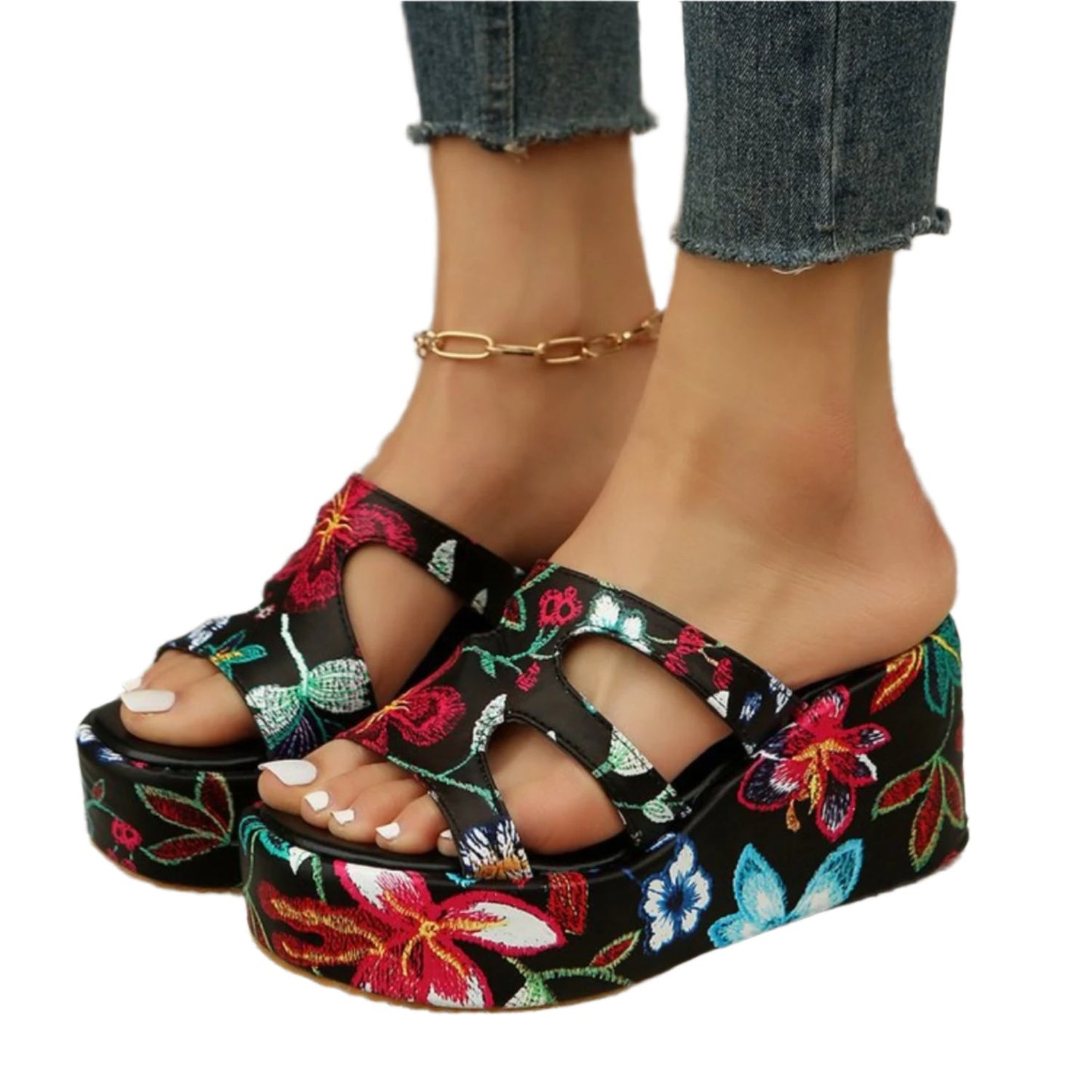 Cutout Floral Peep Toe Sandals